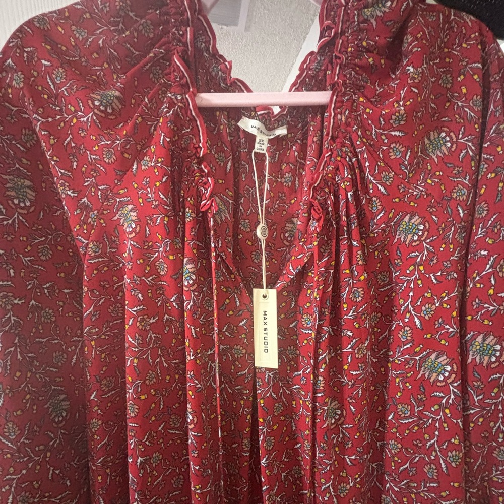 Red blouse-Max Studio - Picture 4 of 6